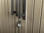 Rubbermaid garden shed, model 2025, 52 cubic feet (approx. 1.47 m³), weatherproof, lockable doors