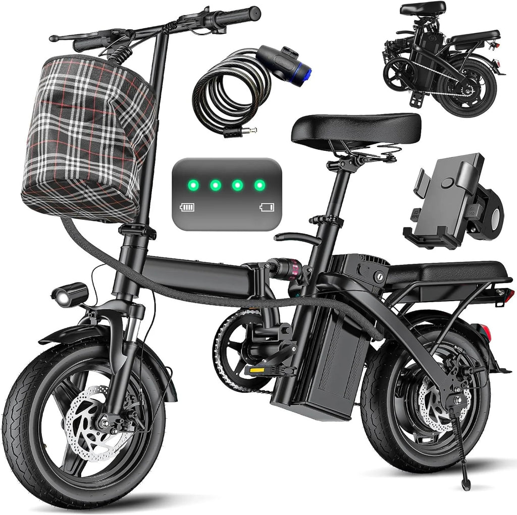Electric bicycle for adults and teenagers, foldable e-bike for commuters and city use, foldable e-bike motor 48V 24MPH