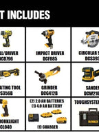 DEWALT 20V MAX Cordless 7 Tool Combo Kit with TOUGHSYSTEM Case, (1) 20V 4.0Ah Battery and (2) 20V 2.0Ah Batteries DCKTS781D2M1  sgtnighsdesigns