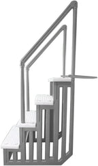 Non-slip entry steps for pools | Grey | For above-ground pools | Can be installed on terraces with a height of 122 to 137 cm | Load capacity up to 136 kg