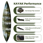 Garvee 13FT Fishing Kayaks, Sit on Top Kayak for Adults with Paddle Comfortable Seat, Capacity of 400LBS, Hard Shell Recreational Ocean Kayak Boat