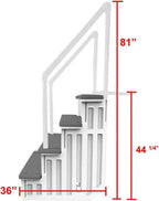 Non-slip entry steps for pools | Grey | For above-ground pools | Can be installed on terraces with a height of 122 to 137 cm | Load capacity up to 136 kg