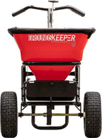 Multi-purpose push-along spreader, 100 lb capacity, versatile tool for lawn seed, salt, de-icer, fertilizer and seeds