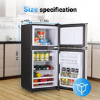Apartment-sized refrigerator, 3.5 cubic feet (approx. 99 liters) usable capacity, small refrigerator with freezer compartment, suitable for houses and apartments, freestanding