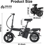 Electric bicycle for adults and teenagers, foldable e-bike for commuters and city use, foldable e-bike motor 48V 24MPH