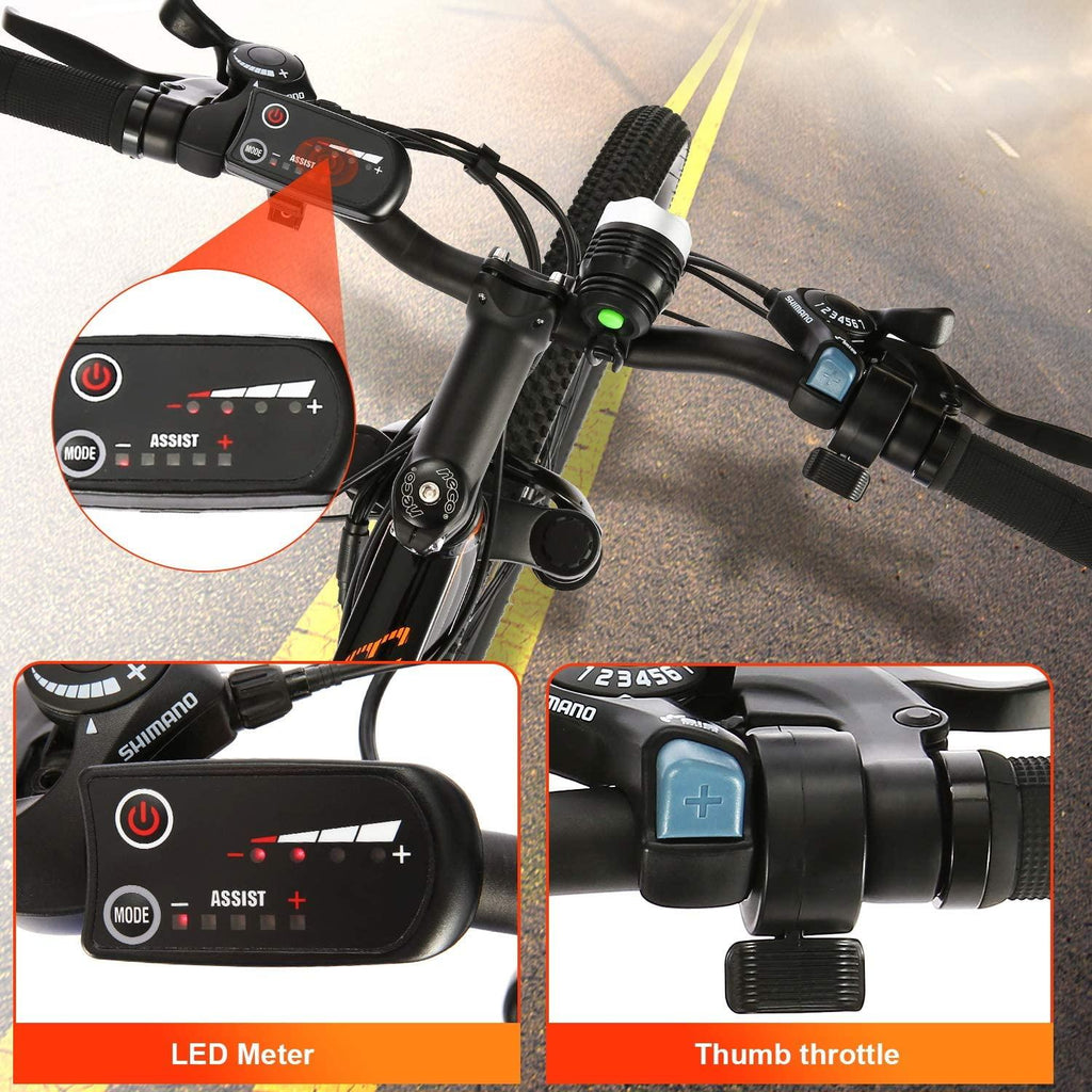 ANCHEER Electric Bike Electric Mountain Bike 350W Ebike 26” Electric Bicycle, 20MPH Adults Ebike with Removable 7.8/10.4Ah Battery, Professional 21 Speed Gears