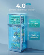 EUHOMY 3.2 Cu.Ft Mini Fridge with Freezer �� 2-Door Compact Refrigerator for Bedroom, Dorm, Office or Apartment, Silver