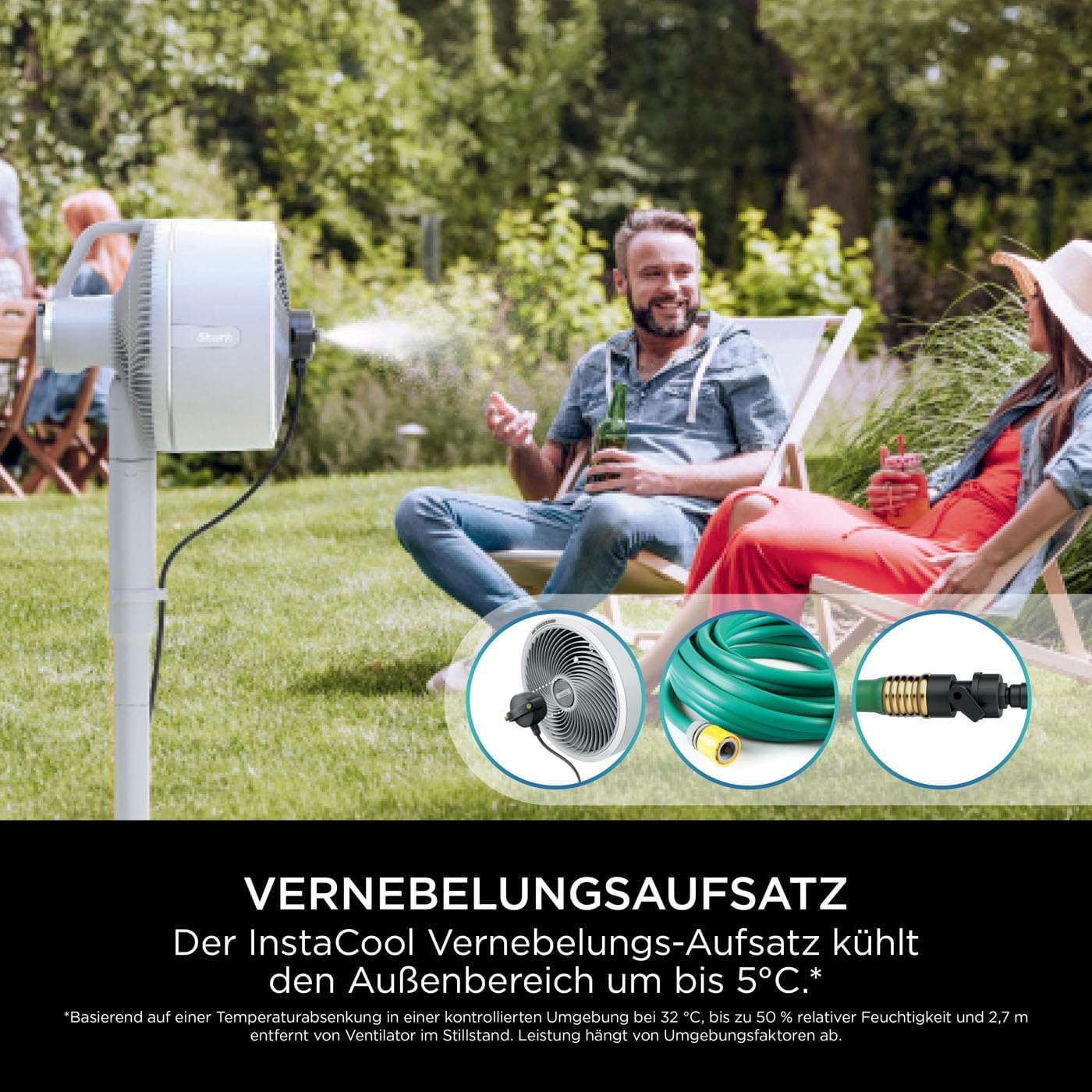 Shark FlexBreeze HydroGo Strong Fan with Mist, Cooling for Indoor & Outdoor Use, Quiet & Durable, Wired & Wireless, Compact & Lightweight, Up to 20m Airflow, Anthracite FA050EU
