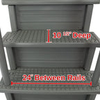 Non-slip entry steps for pools | Grey | For above-ground pools | Can be installed on terraces with a height of 122 to 137 cm | Load capacity up to 136 kg
