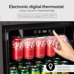 Beverage Refrigerator and Cooler, 115 Can Mini Fridge with Glass Door for Soda Beer or Wine for Office or Bar with Adjustable Removable Shelving