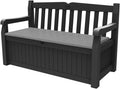 Keter Eden Bench 265L Outdoor 60% recycled Garden Furniture Storage Box Beige & Brown Wood Panel Effect | Fade Free | All Weather Resistant | Safe and Secure | Zero Maintenance | 2 year Warranty