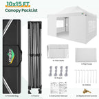 COBIZI 10x20 Heavy Duty Pop up Canopy Tent with 6 sidewalls Easy Up Commercial Outdoor Canopy Wedding Party Tents for Parties All Season Wind & Waterproof Gazebo with Roller Bag,Black(Frame Thickened)