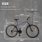 Outroad 26 Inch Mountain Bike, 21-Speed/High-Carbon Steel/Aviation Grade Frame, Dual Disc/V Brake, Adjustable Ergonomic Seat Bycycle for Men Women Adult, Quick Assembly in 20 Minutes