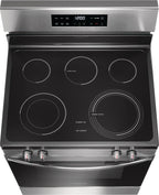 Frigidaire 30-in Glass Top 5 Burners 5.3-cu ft Steam Cleaning Freestanding Electric Range (EasyCare Stainless Steel)