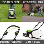 80V Battery-Powered Lawn Mower, 53 cm (21 inch), Self-Propelled, Brushless | Greenworks