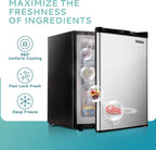 Upright freezer, 3.0 Cubic Feet, Single Door Compact Mini Freezer with Reversible Stainless Steel Door, Small freezer for Home/Dorms/Apartment/Office (Silver)