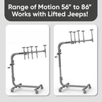 Hardtop removal jack for Jeep Wrangler, one-person system