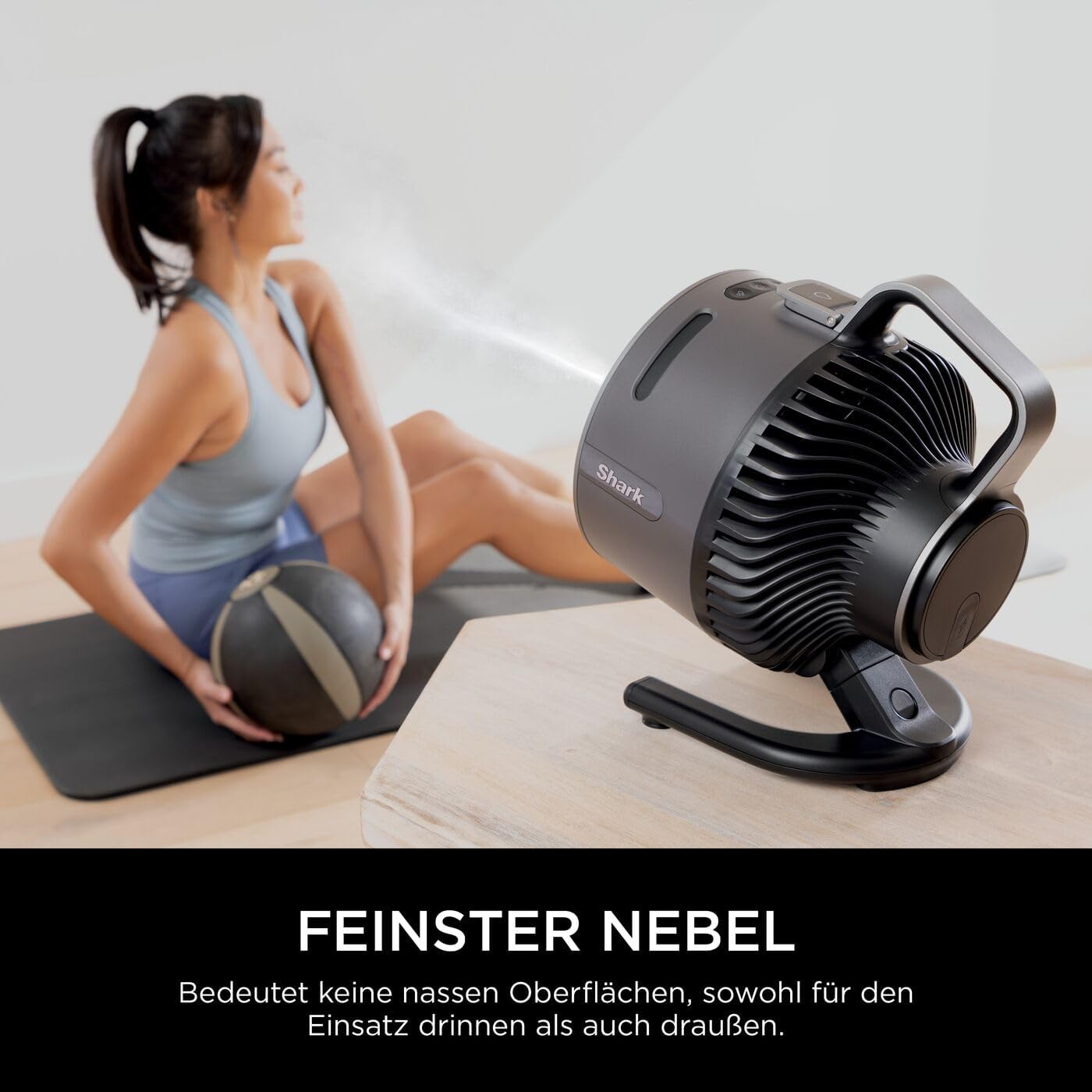 Shark FlexBreeze HydroGo Strong Fan with Mist, Cooling for Indoor & Outdoor Use, Quiet & Durable, Wired & Wireless, Compact & Lightweight, Up to 20m Airflow, Anthracite FA050EU