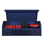 2025 56 inch W x 22 inch D Heavy-duty combination tool trolley with 23 drawers and tool cabinet in matte blue