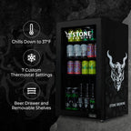 Beverage Refrigerator Cooler | 126 Cans Free Standing with Right Hinge Glass Door | Mini Fridge Beverage Organizer Perfect For Beer, Wine, Soda, And Cooler Drinks