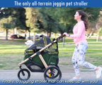 Jogging Sports Stroller with Comfort Rubber Wheels/Zipper-Less Entry/1-Hand Quick Fold/Aluminum Frame for Small/Medium Dogs, Cats and Pets (Green Camo)