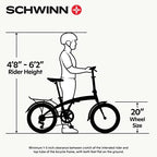 Schwinn Loop 7-Speed Folding Bike, 20′′ Wheels, Step-Through Frame, Rear Cargo Rack, Lightweight for Adults