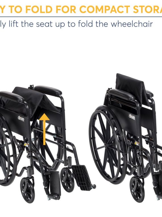 Drive Medical Silver Sport 1 Wheelchair with Full Arms and Swing Away Removable Footrest