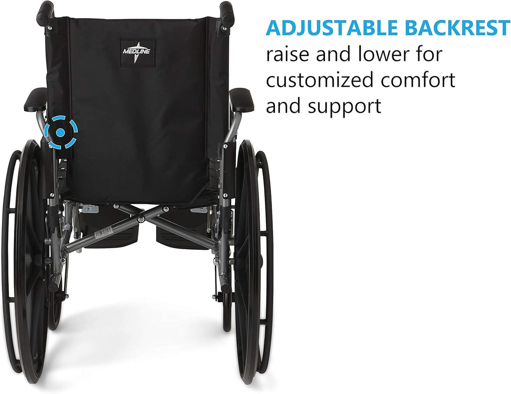 Lightweight Wheelchair for Adults With Swing-Back, Desk-Length Arms, Elevating Leg Rests; 18W" x 16"D Seat