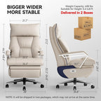 M80 executive chair with two motors and footrest, for tall and heavy people, up to 190 kg, beige