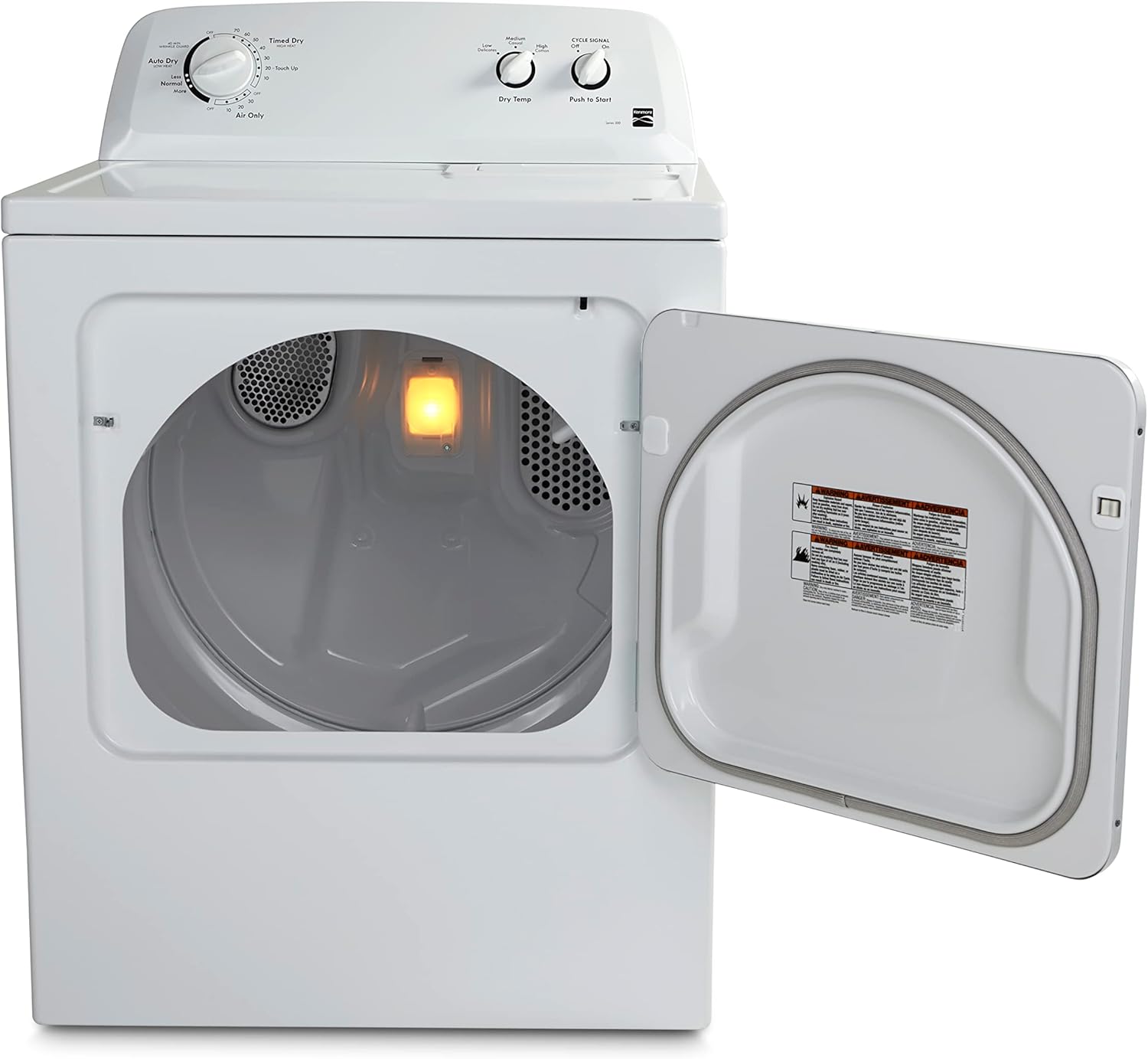 Kenmore 29′′ Front Load Electric Dryer with Wrinkle Guard and 7.0 Cubic Ft. Total Capacity, White