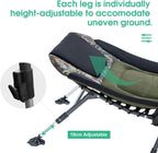 Camping Cots for Adults 330Lbs with Carry Bag, Heavy Duty Folding Bed with Soft Padded Cushion, Portable Military Cot for Hunting, 180° Adjustable Reclining Outdoor Lounger
