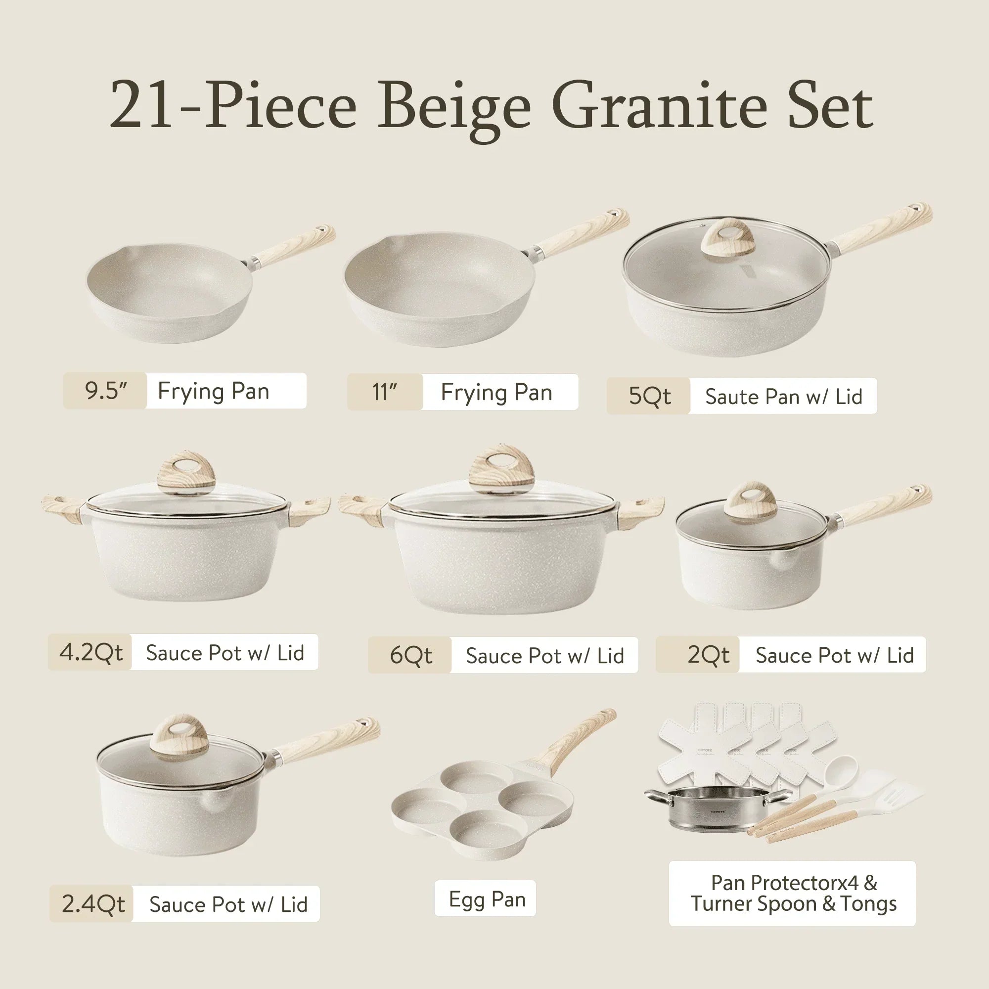 Carote Induction Kitchen Cookware Sets