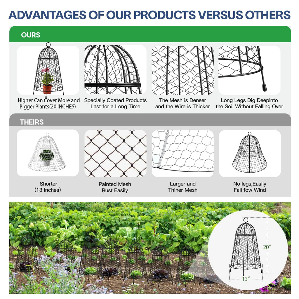 Yolid Garden Cloches for Plants Set of 6, Chicken Wire Cloche Plant