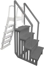 Non-slip entry steps for pools | Grey | For above-ground pools | Can be installed on terraces with a height of 122 to 137 cm | Load capacity up to 136 kg