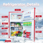 Compact Mini Refrigerator with Freezer, Thermostat Control, Energy Efficient, Double Door, Large Capacity