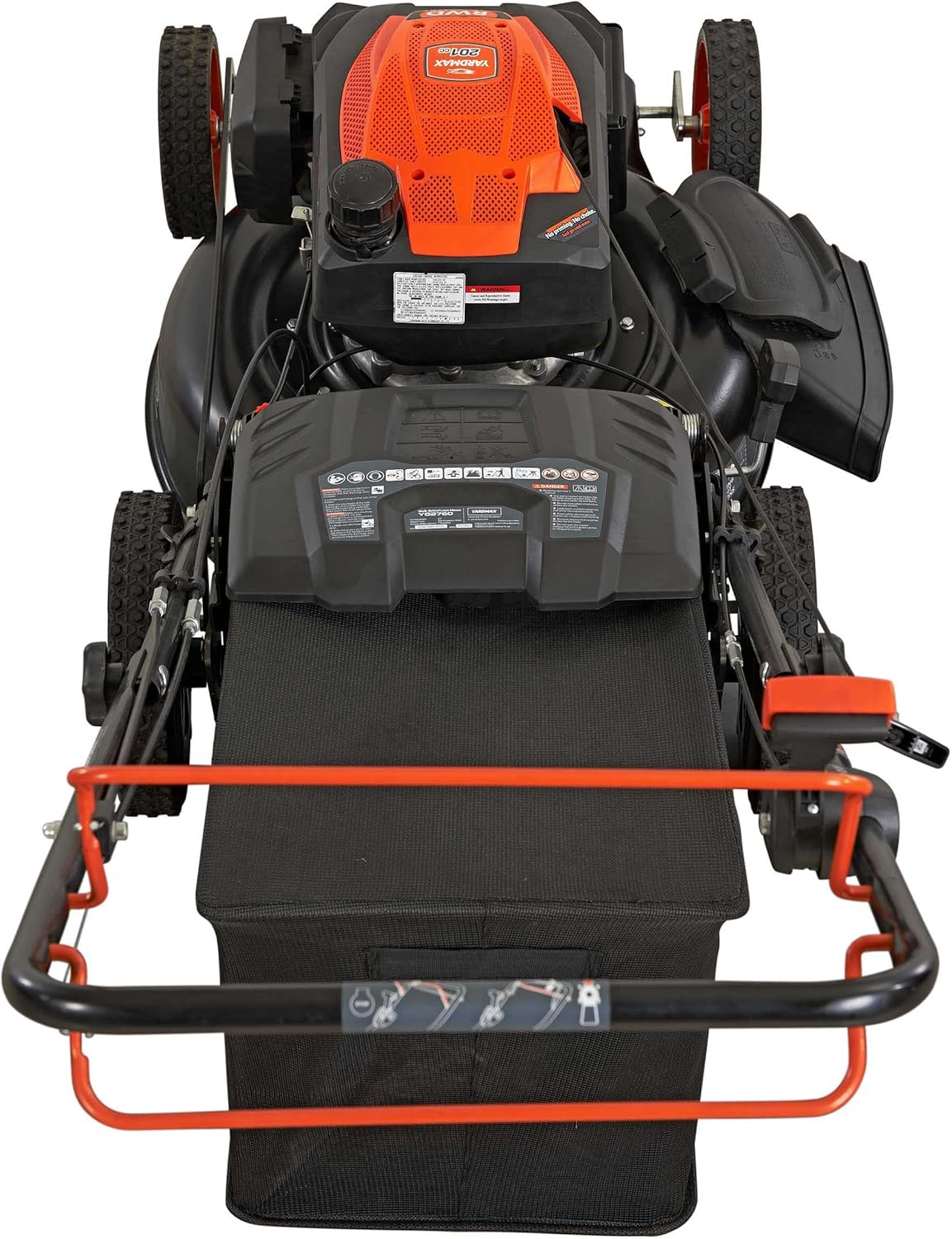 YARDMAX 22′′ Gas Self Propelled Lawn Mower, 201cc, 6-Speed CVT, High Wheel RWD, 3-in-1, Black