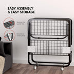 EconoHome Folding Bed with Mattress - Portable Foldable Roll Away Adult Bed for Guest