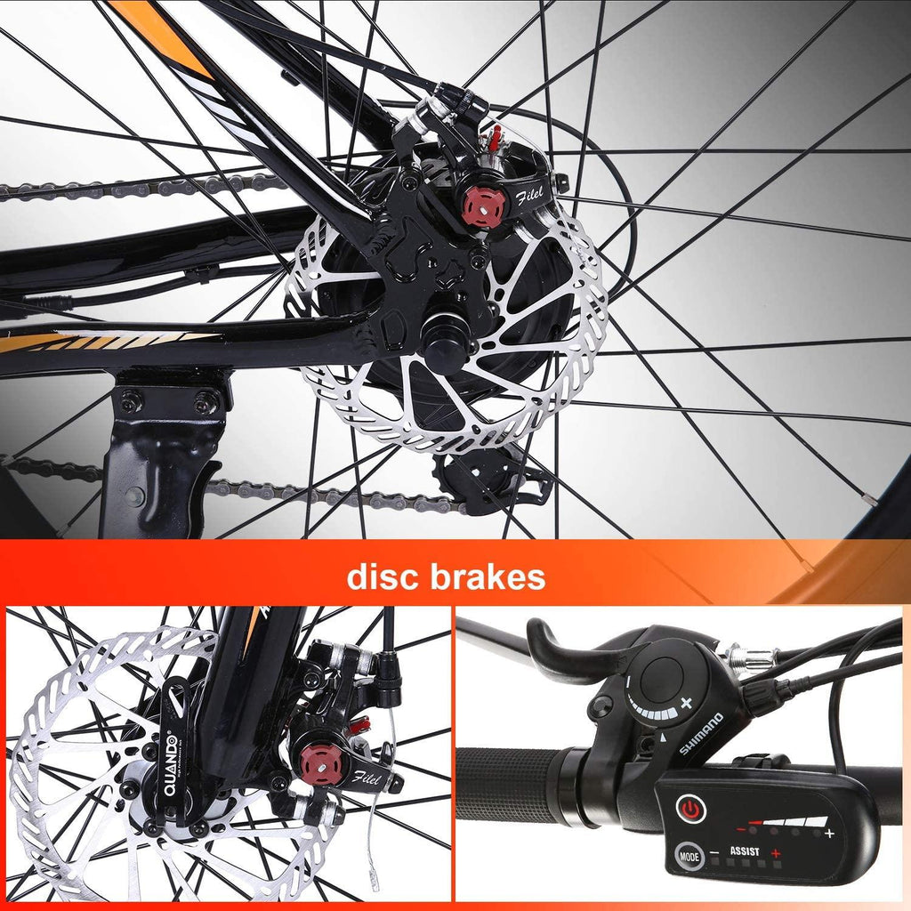 ANCHEER Electric Bike Electric Mountain Bike 350W Ebike 26” Electric Bicycle, 20MPH Adults Ebike with Removable 7.8/10.4Ah Battery, Professional 21 Speed Gears