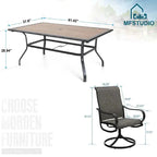 8-piece patio dining set with parasol, garden furniture set with 6 swivel dining chairs with mesh covers