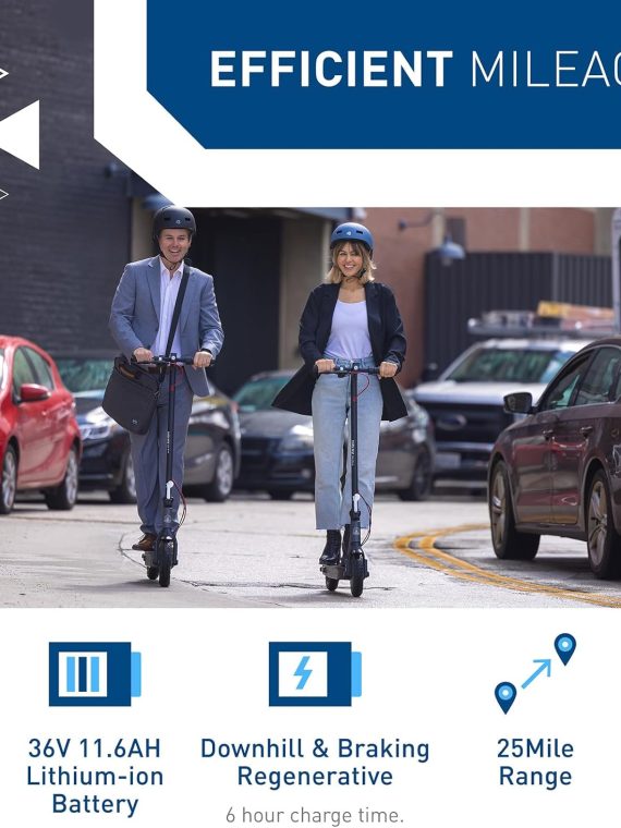 Electric Scooter, 500W Motor, 10′′ Solid Tires, 25 Miles Range, 19 Mph Folding Commuter Electric Scooter for Adults (Optional Seat)