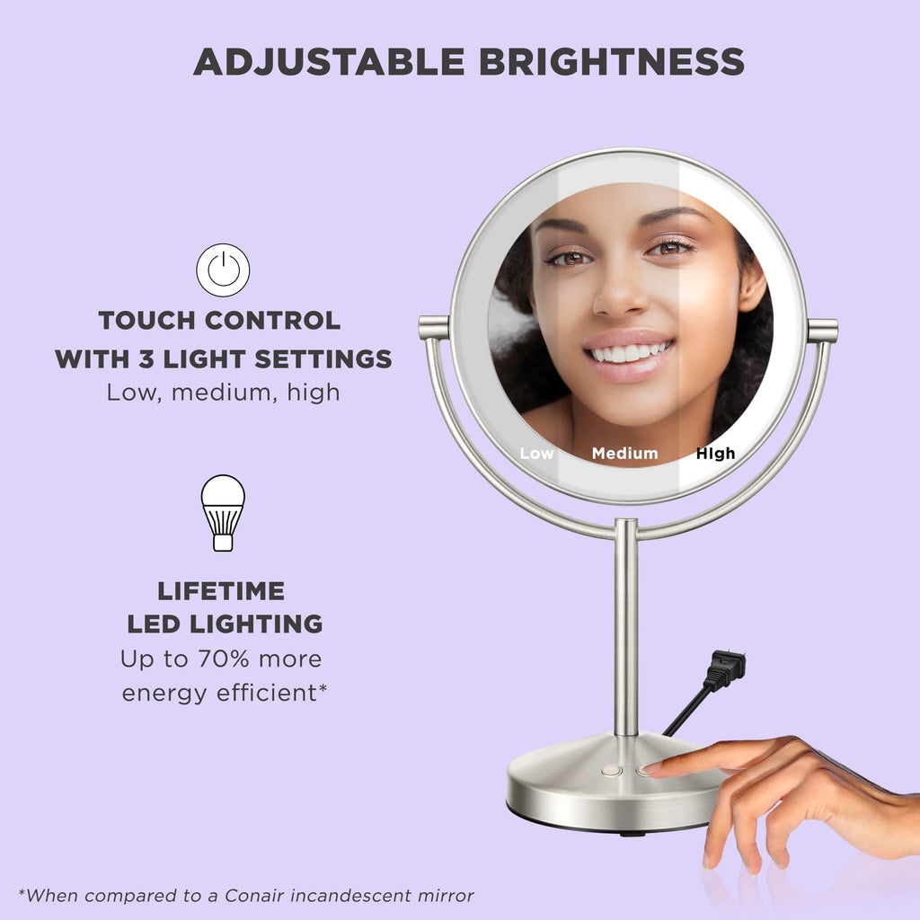 Conair Lighted Makeup Mirror, 1X/10x Magnifying Mirror