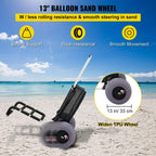 BENTISM Beach Cart for Sand, 165 lbs Capacity, Foldable, Adjustable Handle, 13′′ Balloon Wheels, Black