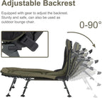 Camping Cots for Adults 330Lbs with Carry Bag, Heavy Duty Folding Bed with Soft Padded Cushion, Portable Military Cot for Hunting, 180° Adjustable Reclining Outdoor Lounger