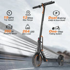 Electric scooter, 350W/500W powerful motor, 8.5"/10" solid rubber tires, 19/22 mph, 28/21/12 mile range, dual brakes