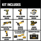 DEWALT 20V MAX Cordless 7 Tool Combo Kit with TOUGHSYSTEM Case, (1) 20V 4.0Ah Battery and (2) 20V 2.0Ah Batteries DCKTS781D2M1 sgtnighsdesigns