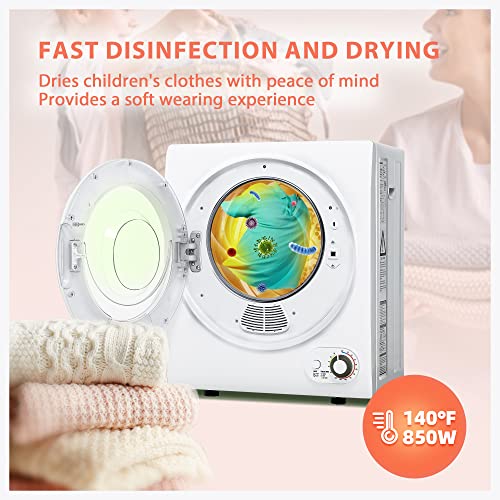 Euhomy Compact 850W Portable Clothes Dryer, 1.5 cu.ft, Quiet, Multi-Setting, Wall-Mountable, Ideal for Small Spaces