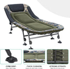 Camping Cots for Adults 330Lbs with Carry Bag, Heavy Duty Folding Bed with Soft Padded Cushion, Portable Military Cot for Hunting, 180° Adjustable Reclining Outdoor Lounger