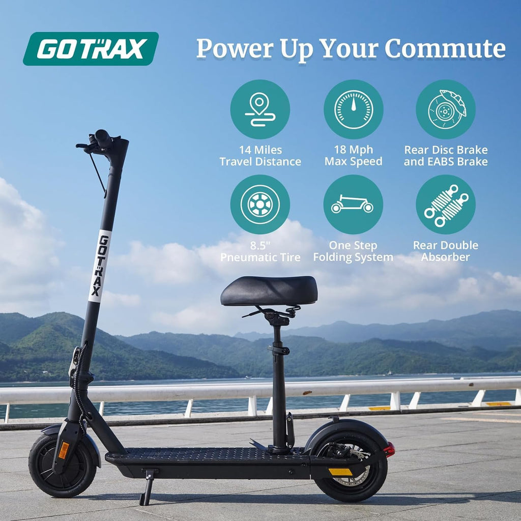 Adult Electric Scooter, 8.5 Inch Pneumatic Tires, Max Range 14/18 Miles, Max Speed 15.5/18 MPH, Powered by 300 Watt Motor, with Cruise Control Adult Folding Electric Scooter