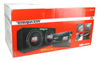 MTX 12" Dual Loaded Car Subwoofer w/Sub Box, Amplifier, & QPower Wiring Kit