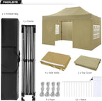 COBIZI 10x20 Heavy Duty Pop up Canopy Tent with 6 sidewalls Easy Up Commercial Outdoor Canopy Wedding Party Tents for Parties All Season Wind & Waterproof Gazebo with Roller Bag,Black(Frame Thickened)